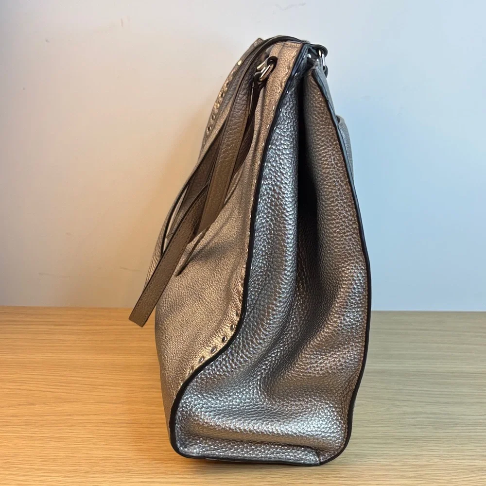 Rebecca‎ Minkoff Megan Large Tote Silver Leather Metallic Like New!!
